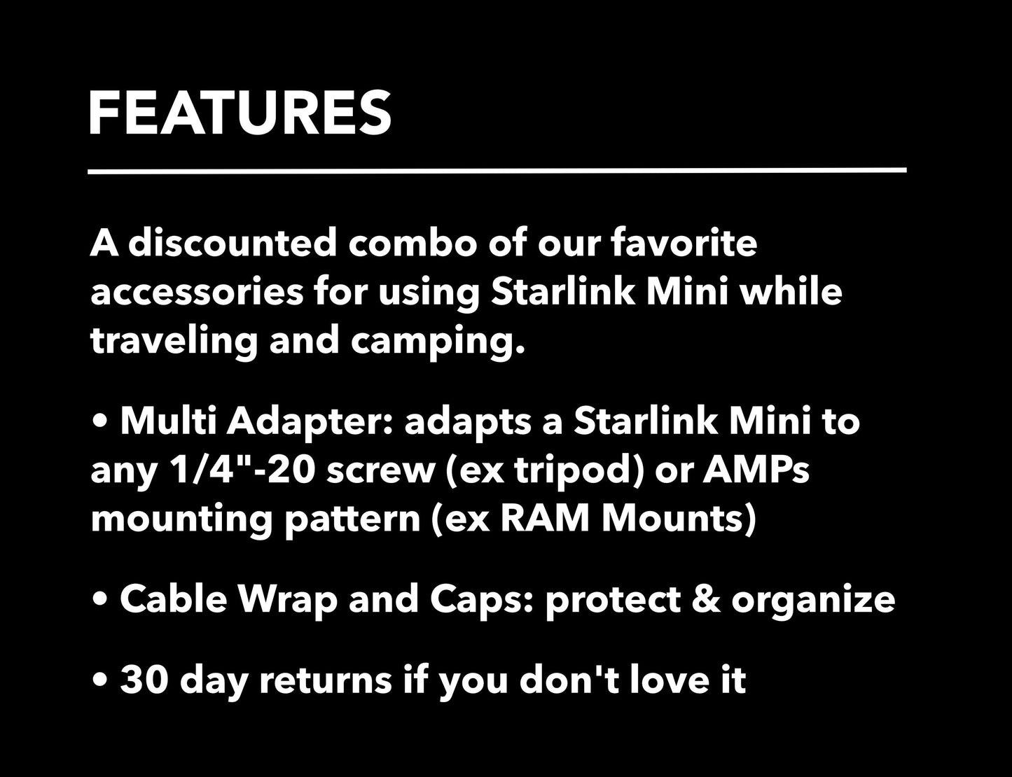 Bundle: Starlink Mini Multi Adapter Travel / Camping Accessories