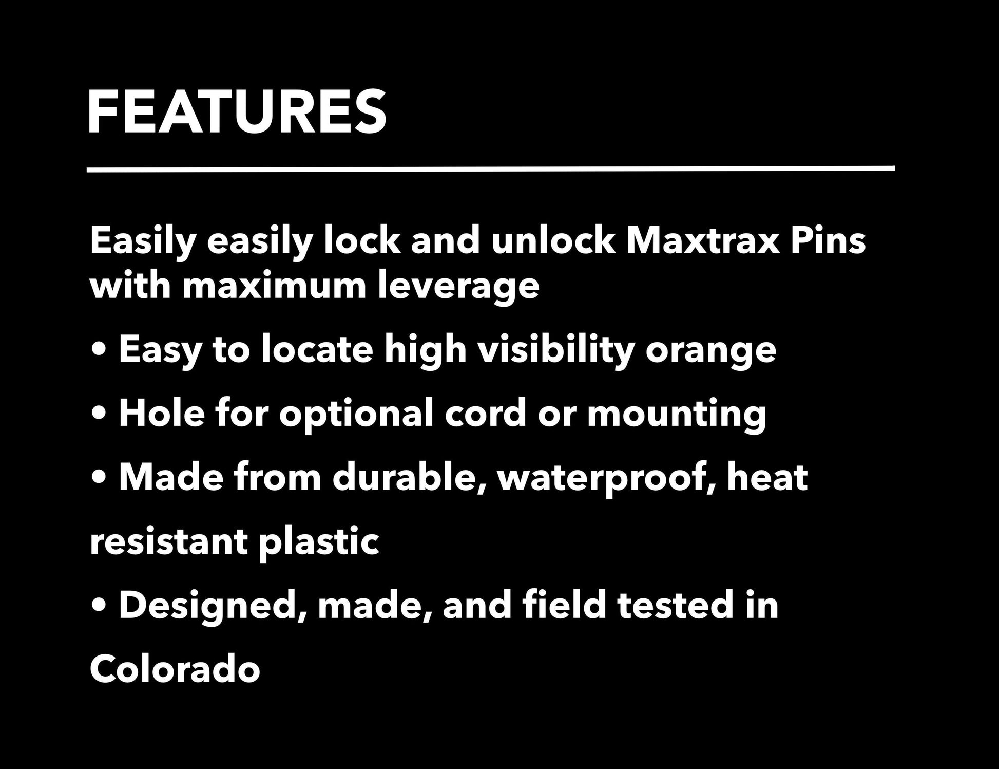 Maxtrax Pin Key for Locking and Unlocking Traction Boards